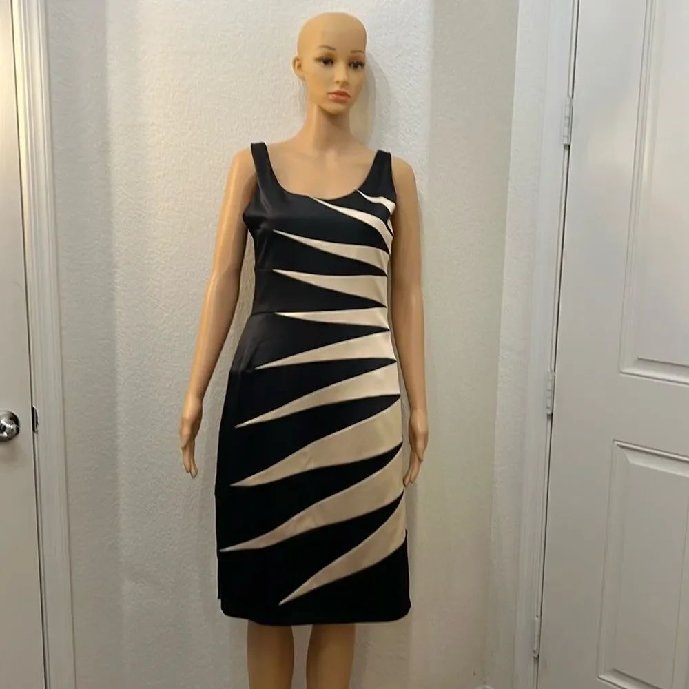 Signature by Sangria Dress Sz 8 Scoop Neck Sleeveless Slimming Bodycon Midi